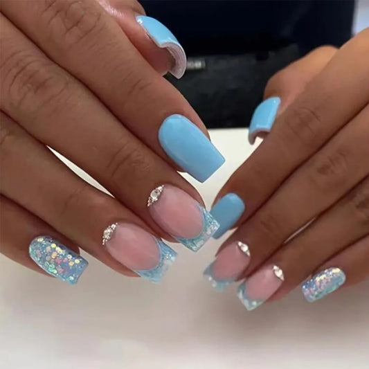 Sparkling Short Square Nails