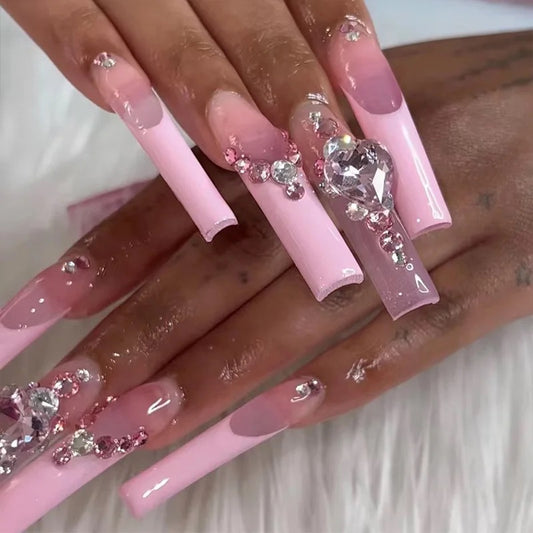 Pink Diamond Handmade Nails